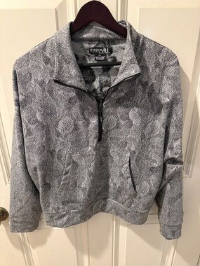 Kyodan Heathered Gray Quarter-Zip Pullover Sweatshirt Size L SMOKE FREE